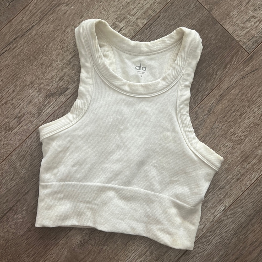 Alo crop high neck bra top